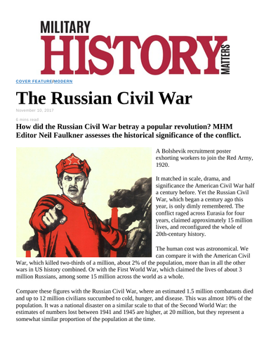 Revolutionary Russia - Russian Civil War