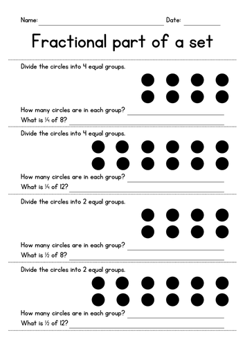 Fractional Part of a Set Worksheets