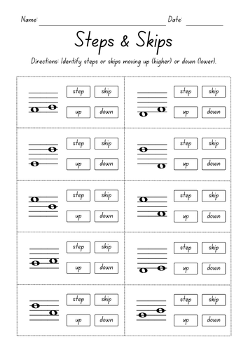 Free Printable Music Worksheet On Steps Skips And Repeats