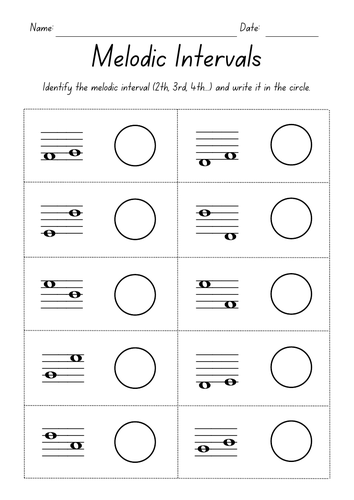 Melodic Intervals Music Worksheets