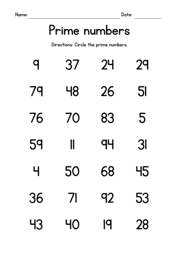 Prime Numbers Worksheets Teaching Resources 0683