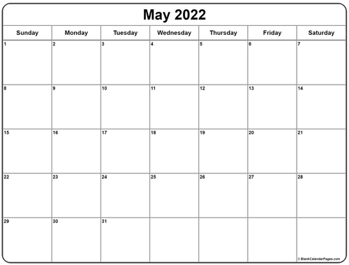 May 2022 calendar
