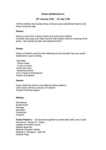 Scottish/Burns Activities