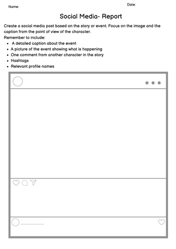Social Media Template for writing- Instagram format