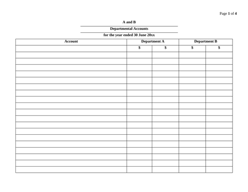 Departmental Accounts Template - Columnar Form