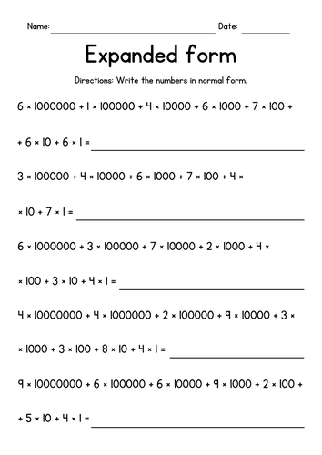 Building Large Numbers - Place Value Worksheets