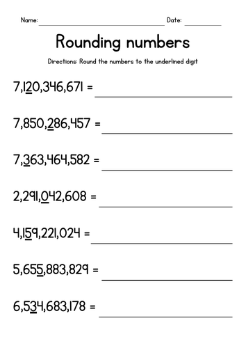 rounding large numbers worksheets teaching resources