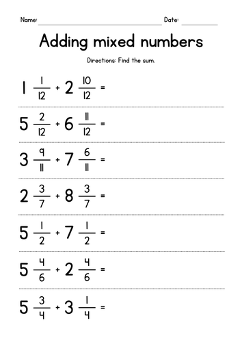 Adding Mixed Numbers with Like Denominators