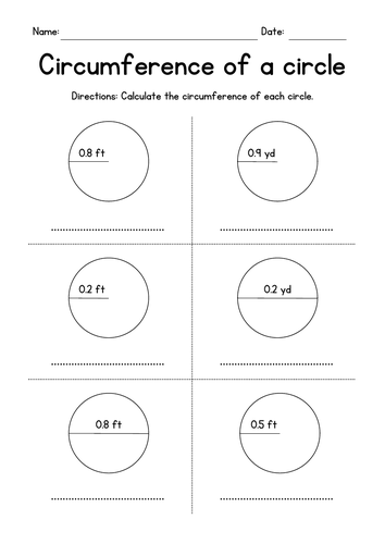 Circumference of a Circle - Geometry Worksheets