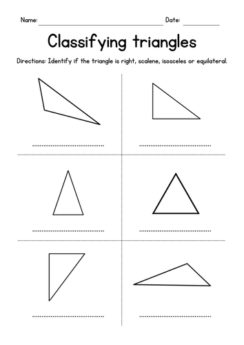 Classifying Triangles By Their Sides Geometry Worksheets Teaching Resources 2018
