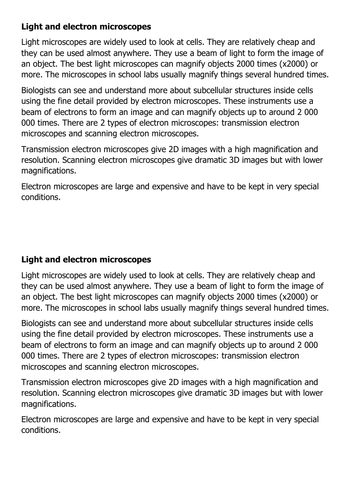 AQA GCSE Microscopes