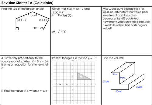 GCSE (H) revision sheets for summer 2022 (edexcel)