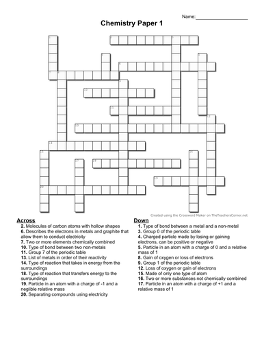 AQA Combined Science Revision Crosswords