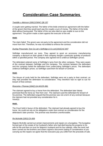 Contract Law - Consideration