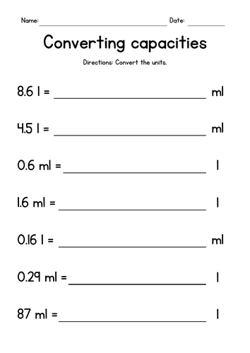 Conversion of volume outlet and capacity