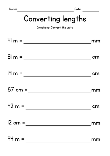 Converting Length Units km m cm and mm Teaching Resources