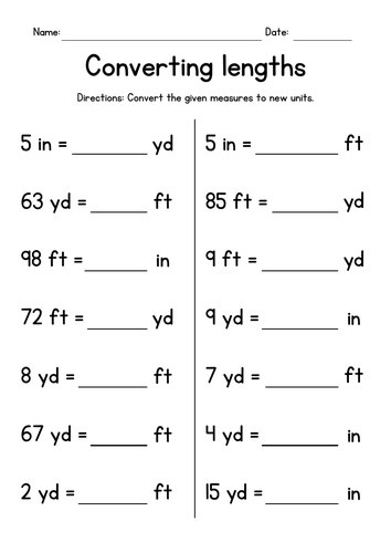 Converting Lengths (yards, feet, inches)