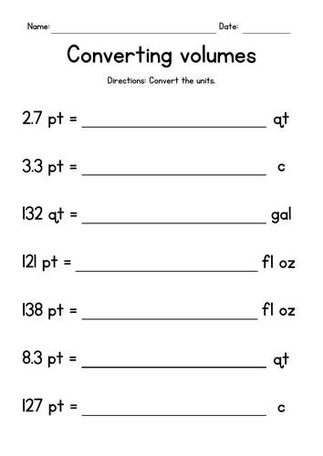 Converting Liquid Volume Units with decimals Teaching Resources