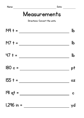 Converting units hotsell of volume worksheet