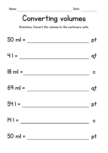Converting Volume Units to Customary System