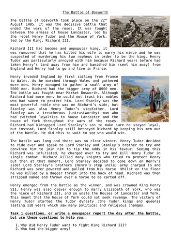 The Battle of Bosworth