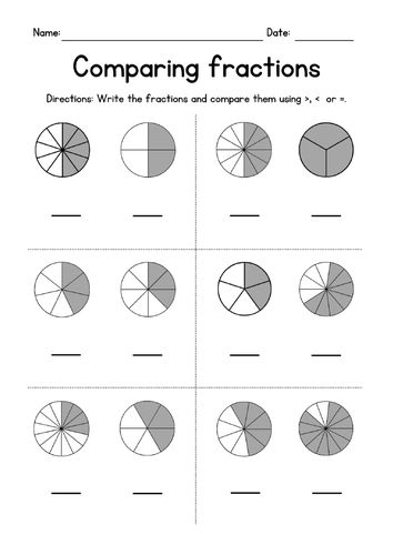 Comparing Proper Fractions - Pie Charts | Teaching Resources