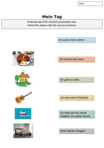 Daily Routine Word Matching