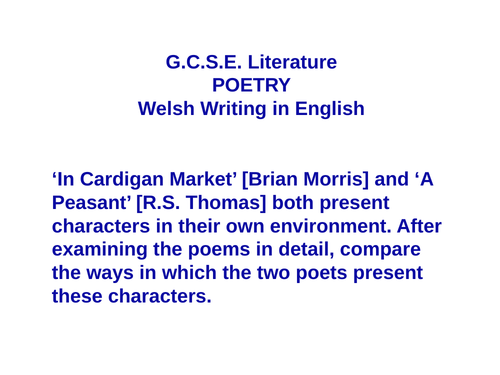 WJEC Poetry for Welsh Writers in English