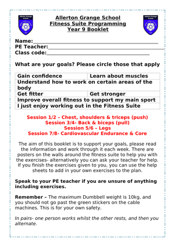 Year 9 Fitness Booklet