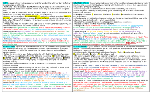 OCR Normative Ethics revision sheet