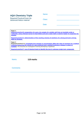 AQA Chemistry Required Practical Exam Qs