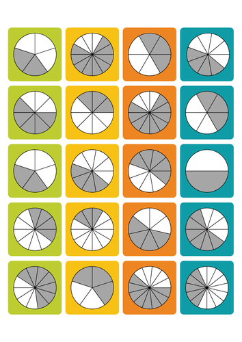 Fractions Printable Flashcards - Math Bingo Game - Class Activities