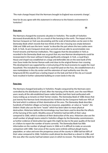 AQA GCSE History Normans Historic Environment Yorkshire