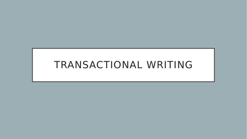 Transactional Writing- Article