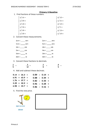 Baseline assessment term 1,2&3 -  P6