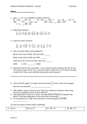 Baseline assessment term 1,2&3 -  P7