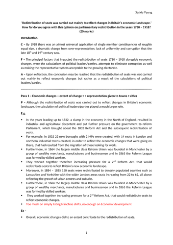 Redistribution of seats was carried out mainly to reflect changes in Britain’s economic landscape?