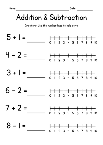 Numberline Single Digit Addition & Subtraction