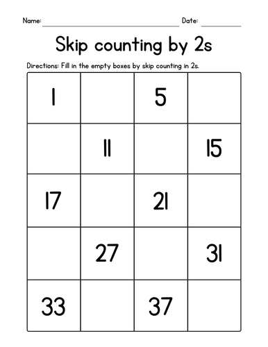 skip counting by 2s worksheets mental math teaching resources