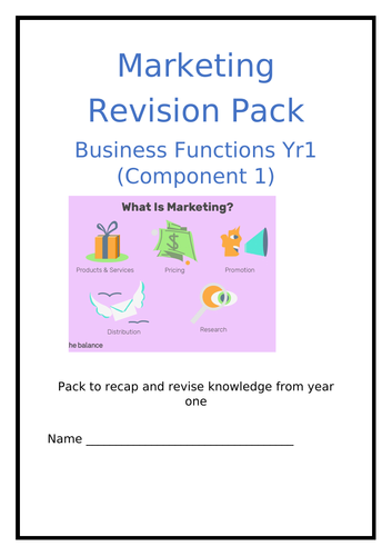 Eduqas As Business Functions Marketing Revision Pack