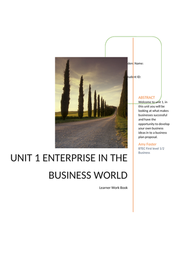 Unit 1 Enterprise in the Business World