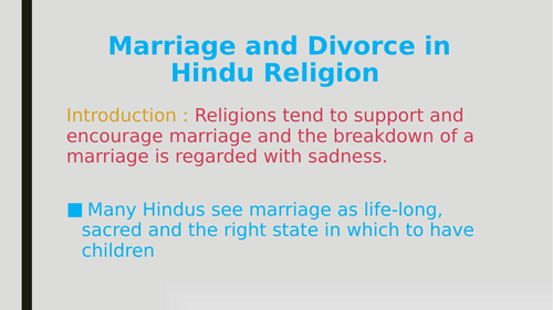 Marriage , Remarriage and Divorce in Hindu Religion