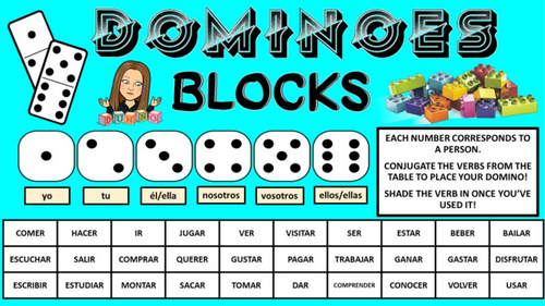 GCSE Spanish Grammar Domino Games - Blocks and Matador