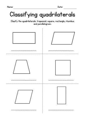 Classifying Quadrilaterals, Trapezoid, Squares, Rectangles, Rhombuses and Parallelograms