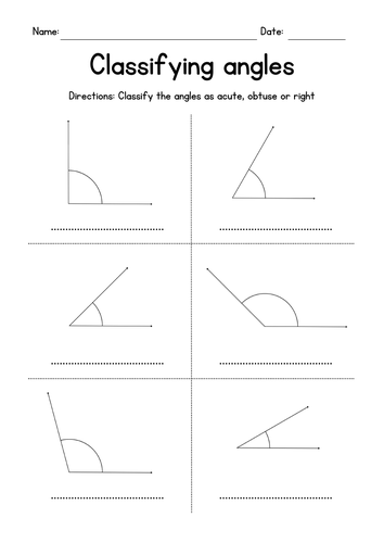 Right angles worksheet