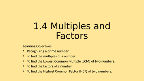 Multiples, Factors, HCF & LCM - mixed ability