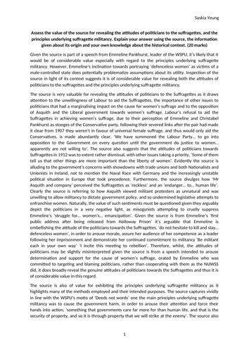 Value source revealing attitudes politicians to suffragettes, and principles  suffragette militancy.
