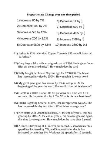 Proportionate Change including successive change and reverse proportion