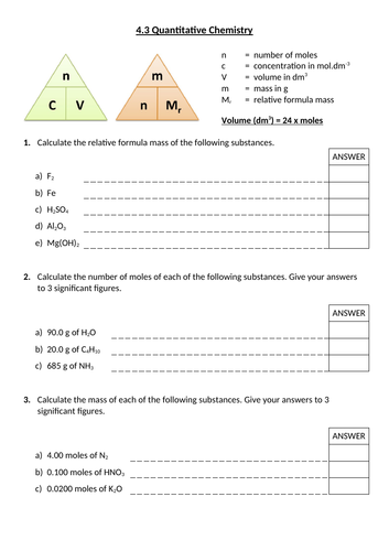AQA - 5.3 - Quantitative chemistry (Homework)