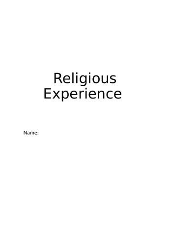 Eduqas AS Philosophy Theme Four - Religious Experience